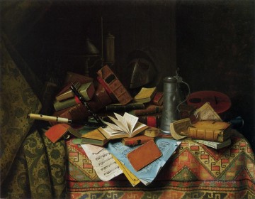  Harnett Oil Painting - A Study Table William Harnett still life